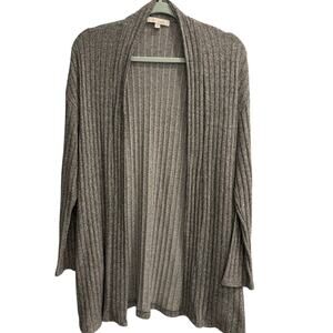eri + ali Anthropologie Size Medium Gray Knit Open Cardigan Sweater